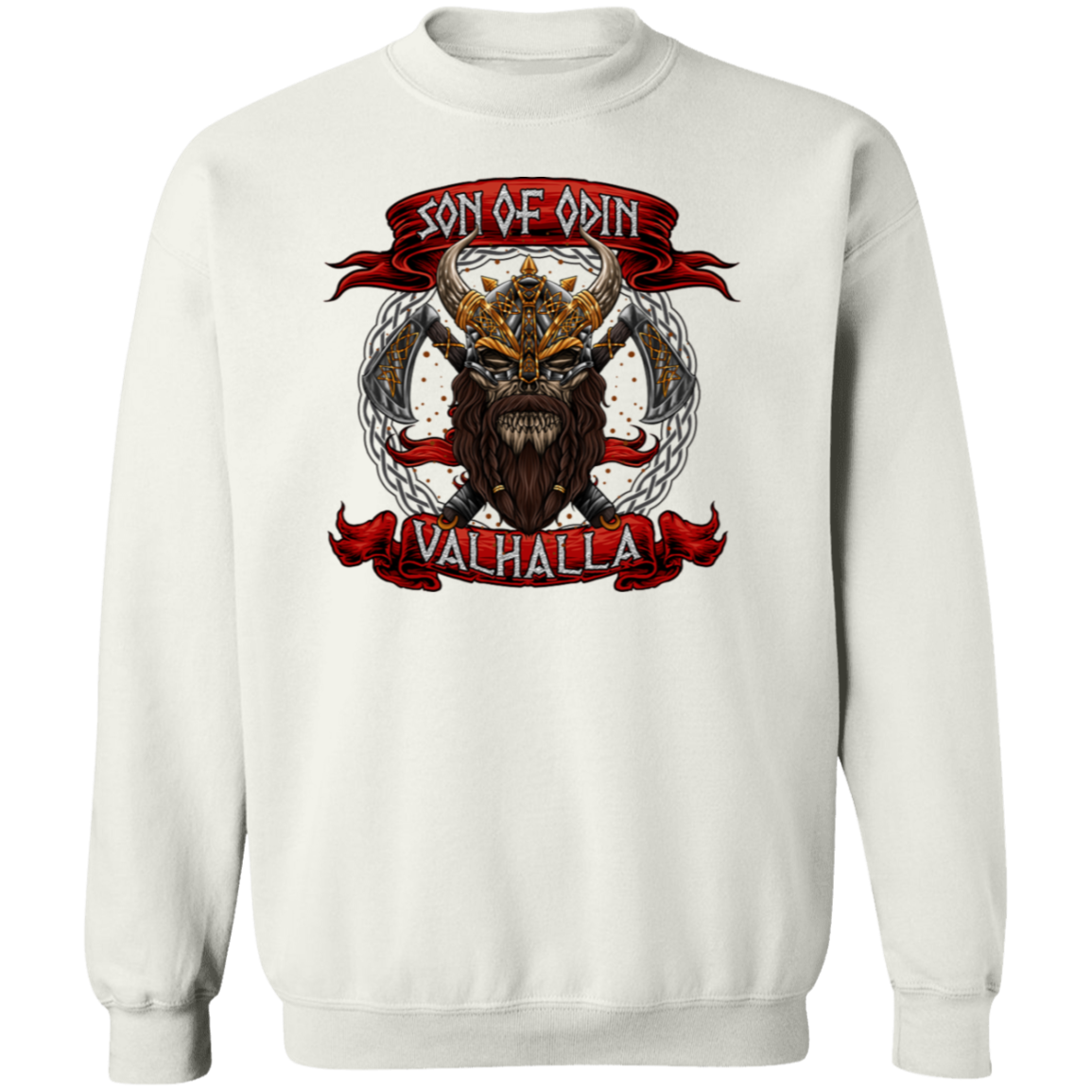 Son of Odin Crewneck Pullover Sweatshirt - Sweatshirts White / M Real Domain Streetwear Real Domain Streetwear