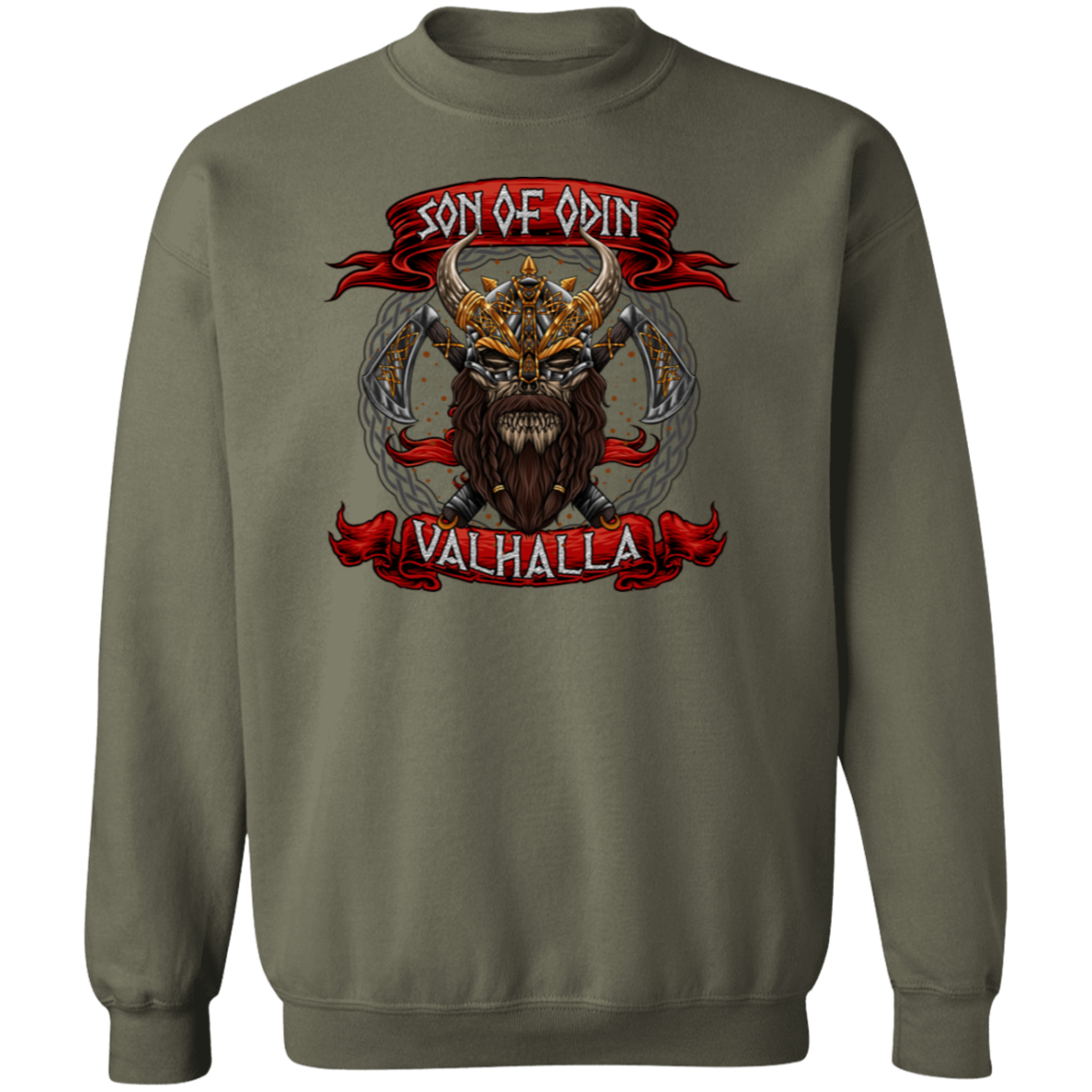 Son of Odin Crewneck Pullover Sweatshirt - Sweatshirts Military Green / M Real Domain Streetwear Real Domain Streetwear