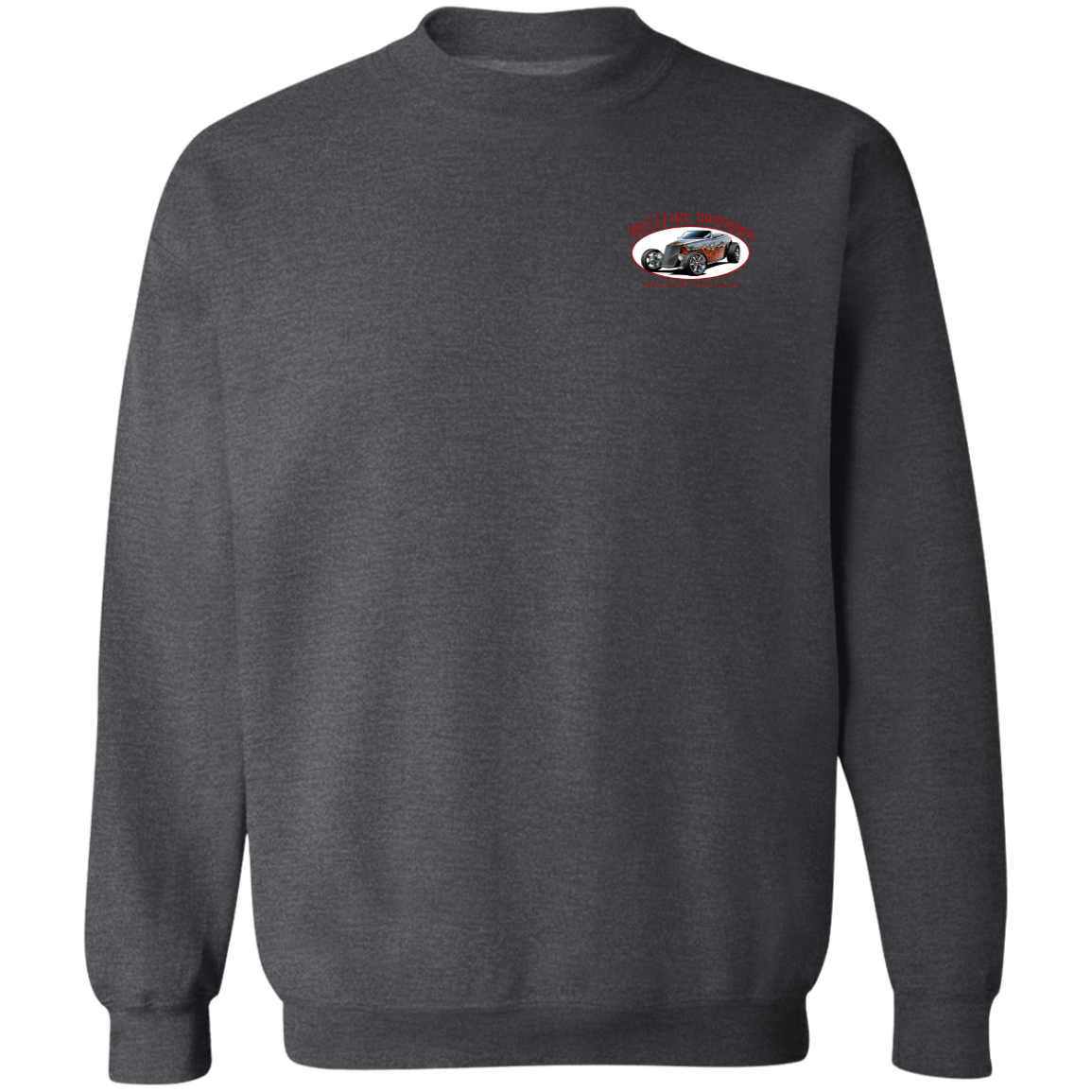 Hellfire Customs Crewneck Pullover Sweatshirt - Sweatshirts Dark Heather / M Real Domain Streetwear Real Domain Streetwear