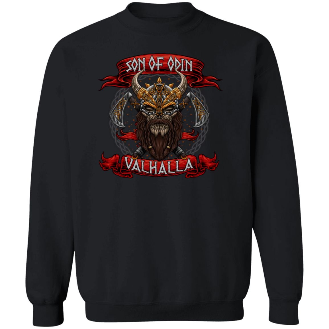 Son of Odin Crewneck Pullover Sweatshirt - Sweatshirts Black / M Real Domain Streetwear Real Domain Streetwear
