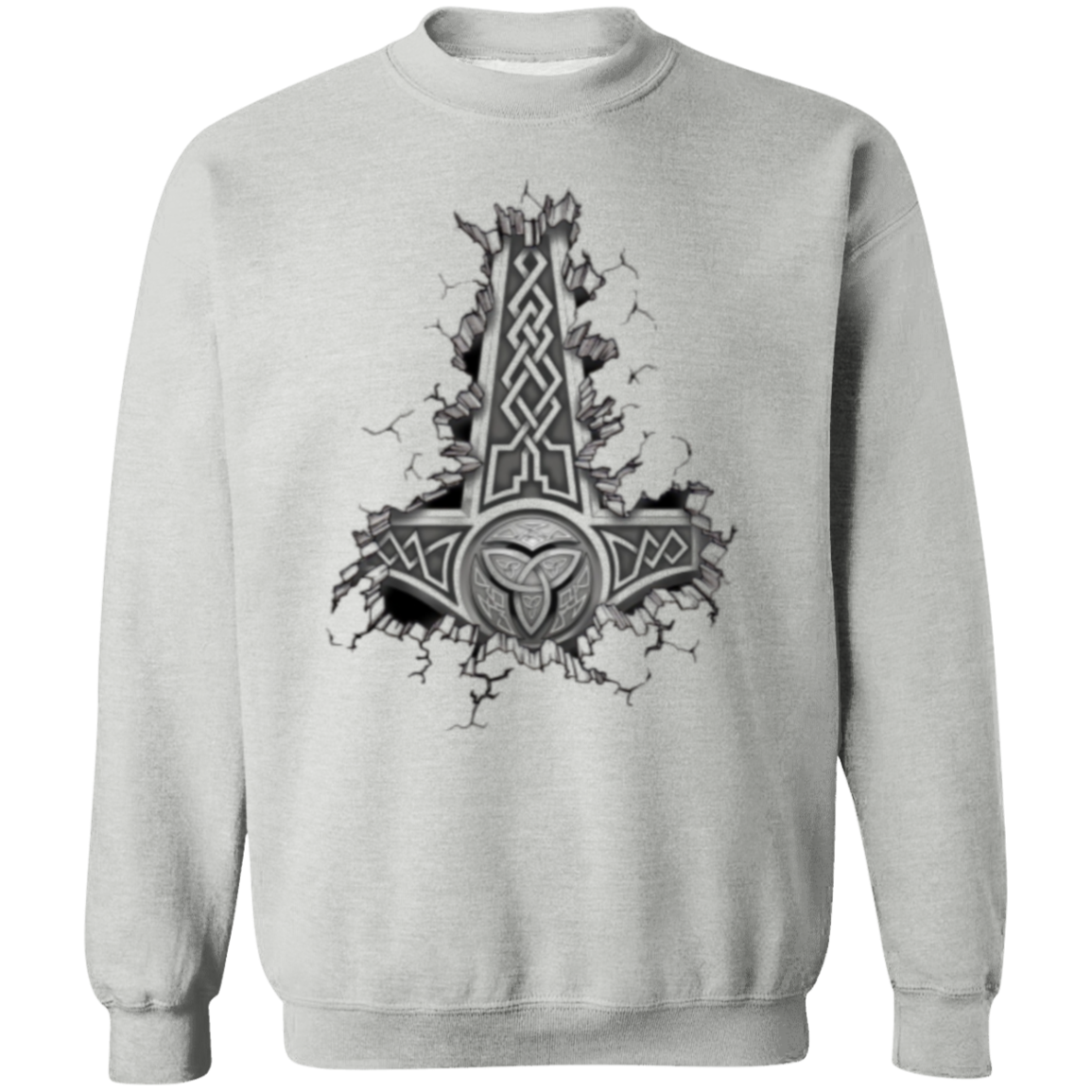 Mjollnir Crewneck Pullover Sweatshirt - Sweatshirts Sport Grey / M Real Domain Streetwear Real Domain Streetwear