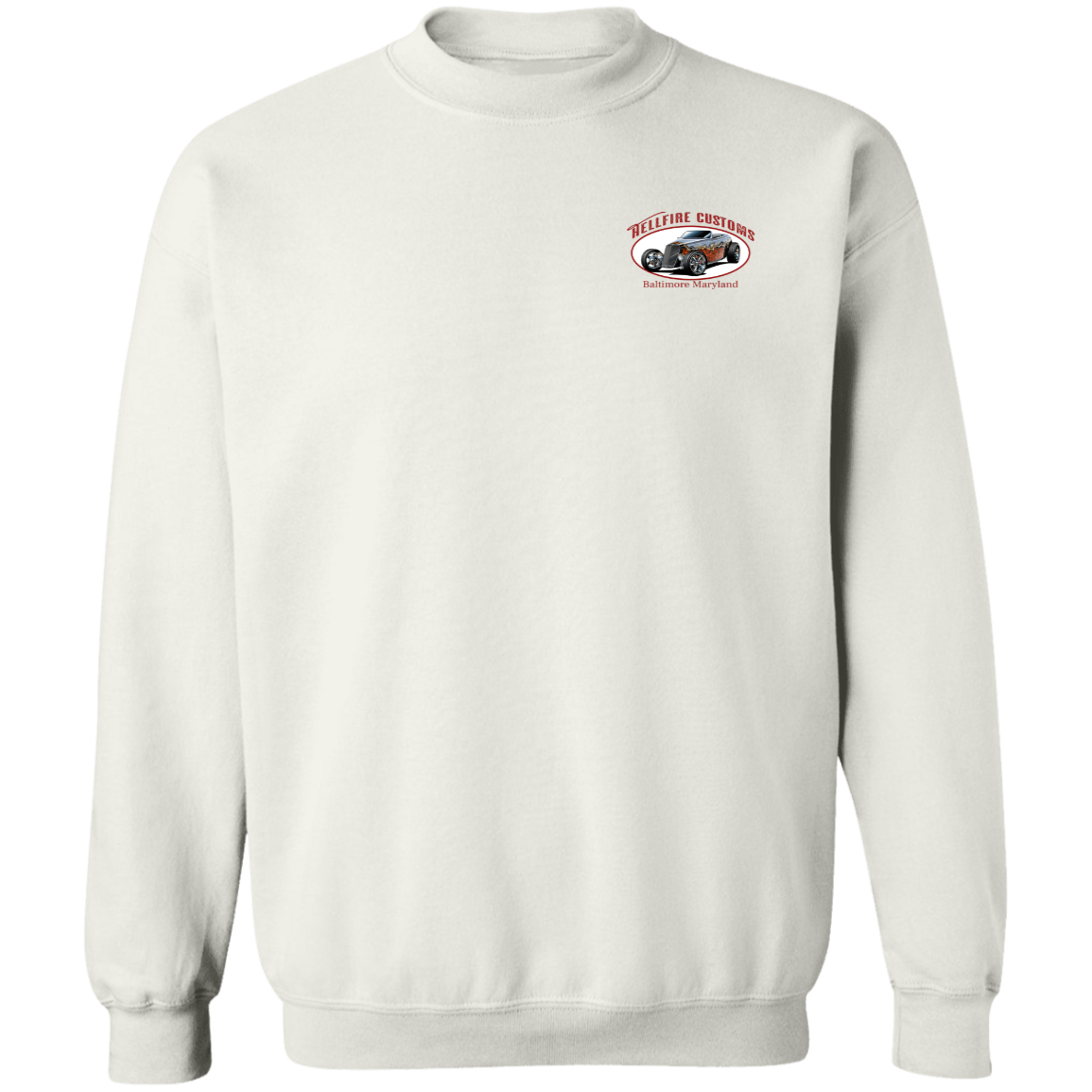 Hellfire Customs Crewneck Pullover Sweatshirt - Sweatshirts White / M Real Domain Streetwear Real Domain Streetwear
