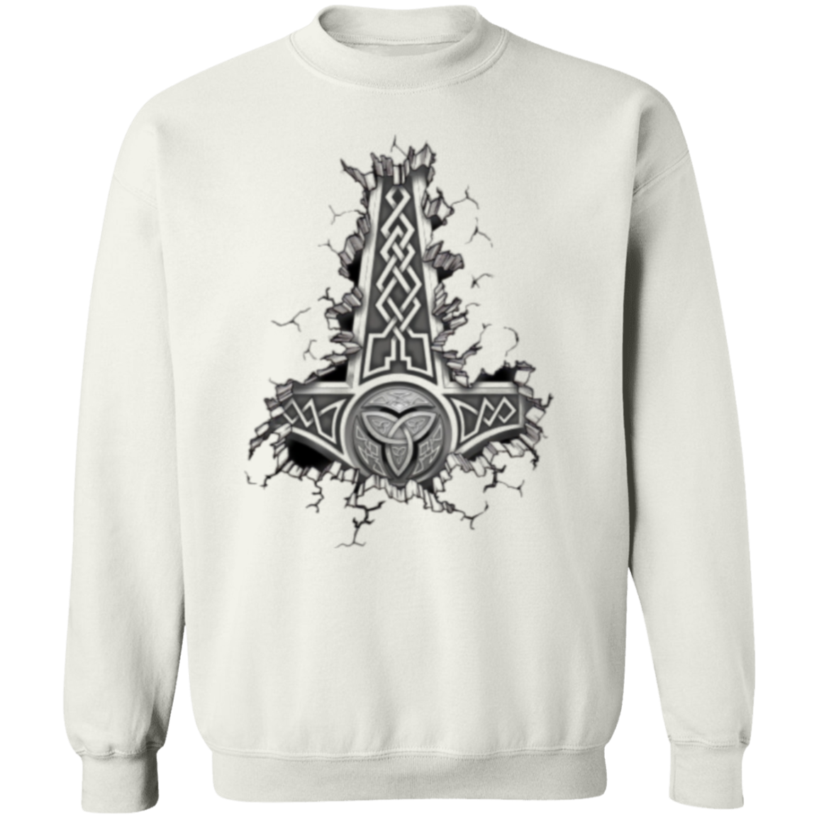 Mjollnir Crewneck Pullover Sweatshirt - Sweatshirts White / M Real Domain Streetwear Real Domain Streetwear